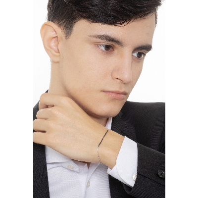 Bracelet pour homme en diamants noirs en or blanc 18k 