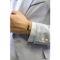 Bracelet homme en or blanc 18 carats diamants noirs 2