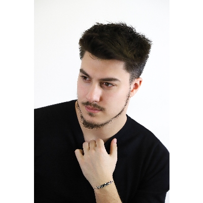 Bracelet homme en or blanc 18 carats avec diamants noirs et blancs