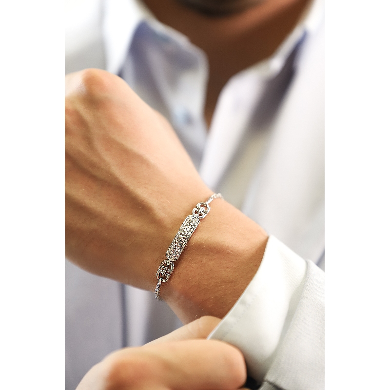 Bracelet homme en or blanc 18 carats avec des diamants
