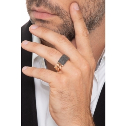 Bague gourmette or rose 18k et diamants noirs 2