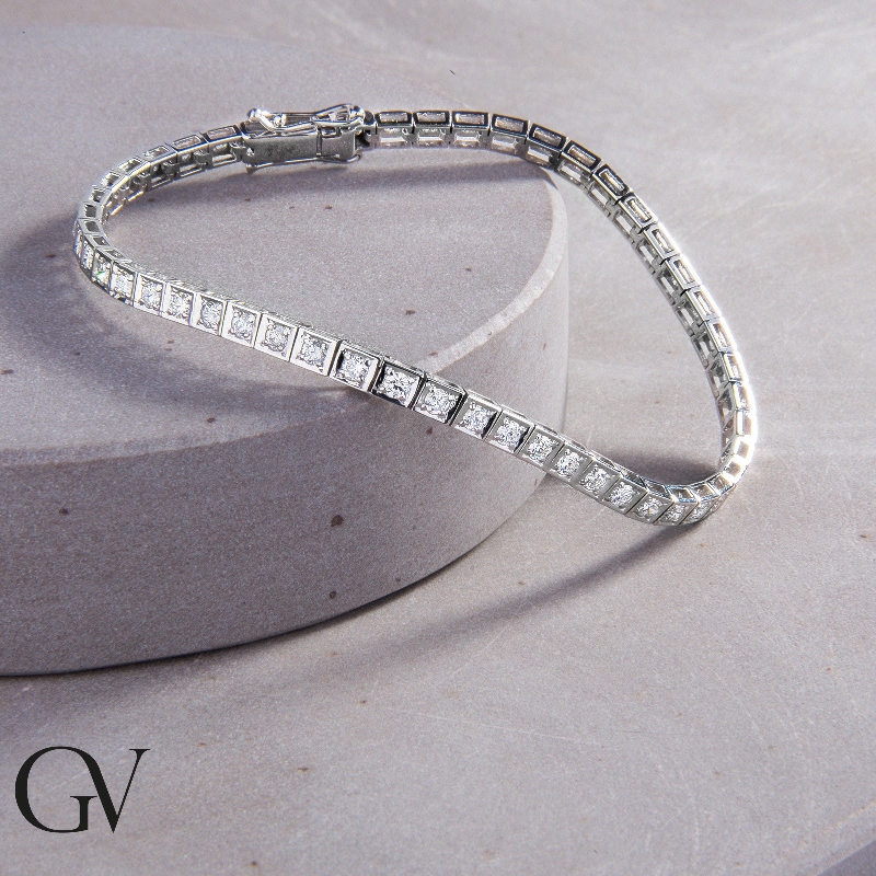 Bracelet tennis homme femme diamants or blanc 18k  Bracelet tennis homme femme diamants or blanc 18k