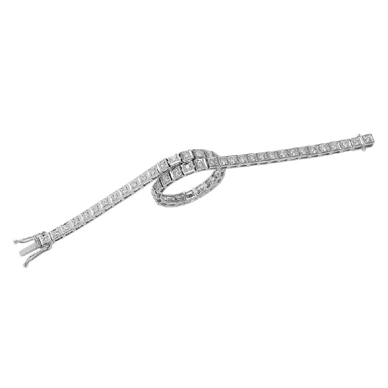 Bracelet tennis homme femme diamants or blanc 18k  Bracelet tennis homme femme diamants or blanc 18k