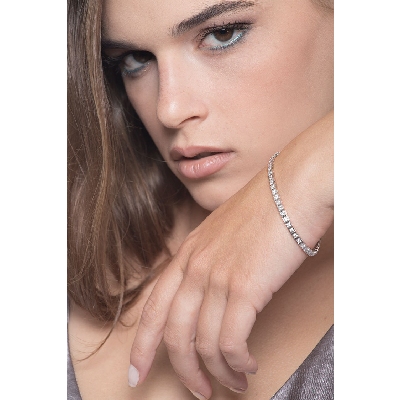 Bracelet tennis homme femme diamants or blanc 18k 