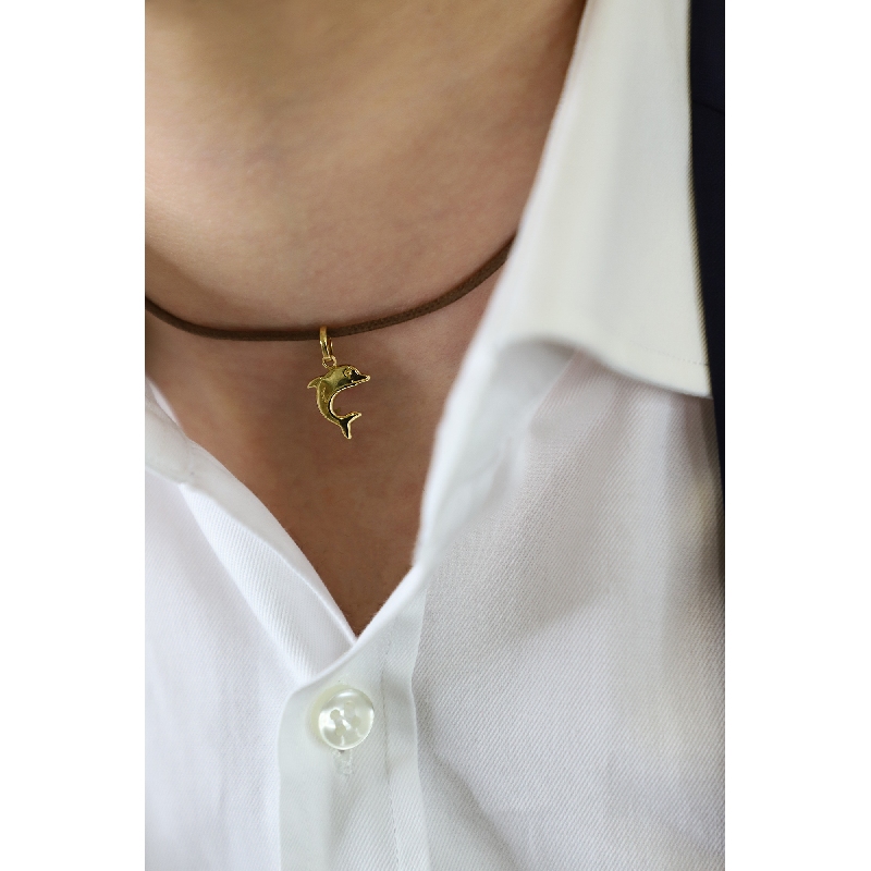 Pendentif dauphin en or jaune 18k, 1 cm
