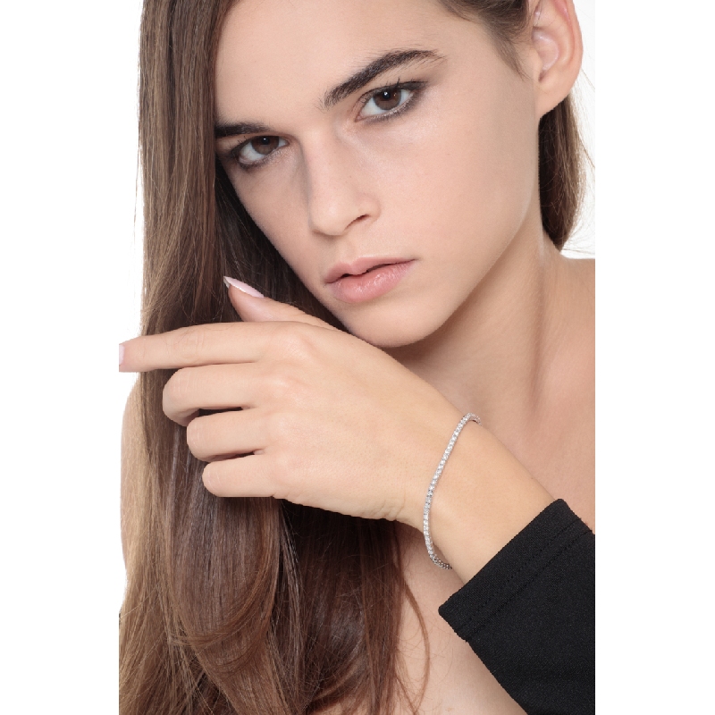 Bracelet rivière de diamants et or blanc 18k