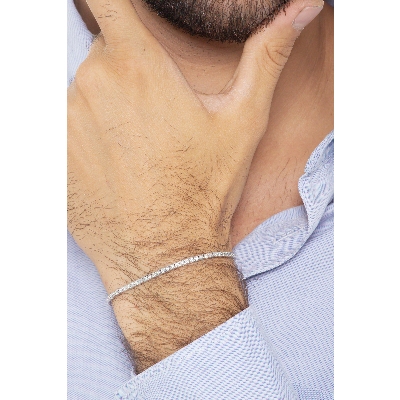 Bracelet tennis femme homme diamants or blanc 18k