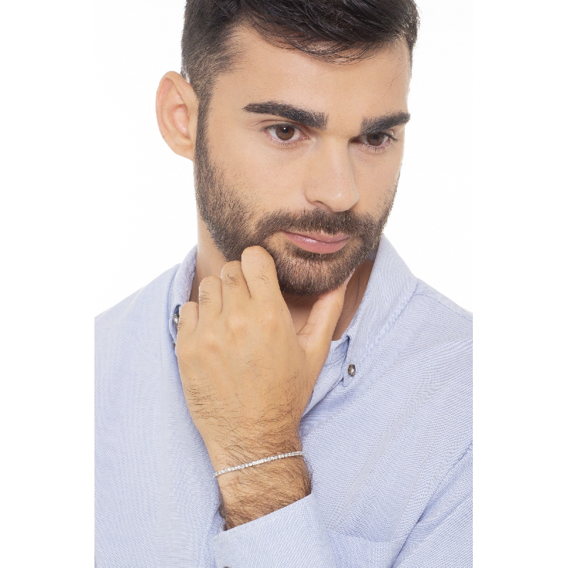 Bracelet tennis homme et femme en or blanc 18k