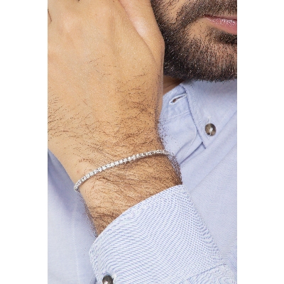 Tennis bracelet homme femme diamants or blanc 18k 