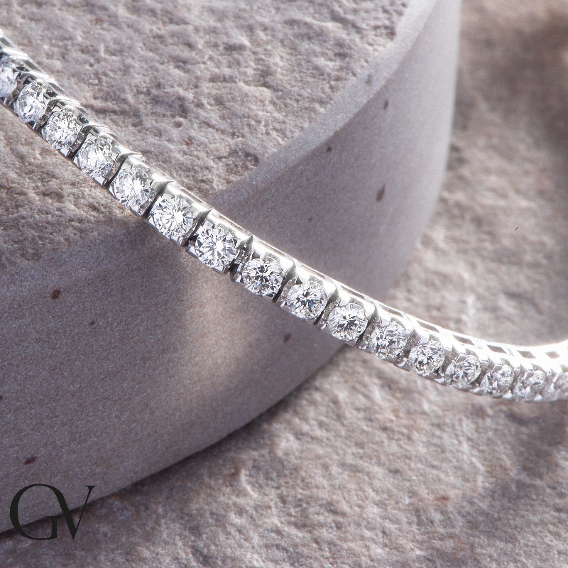 Bracelet diamants tennis or blanc 18k 