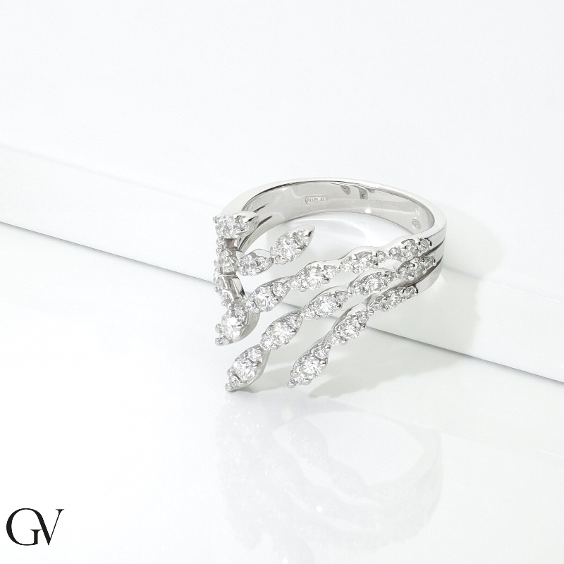 Bague toi et moi en or blanc 18k avec diamants Bague toi et moi en or blanc 18k avec diamants