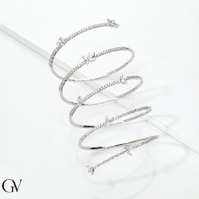 Bracelet à ressort en or blanc 18 carats avec diamants