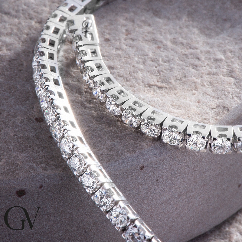 Bracelet diamants homme femme rivière or blanc 750 Bracelet diamants homme femme rivière or blanc 750