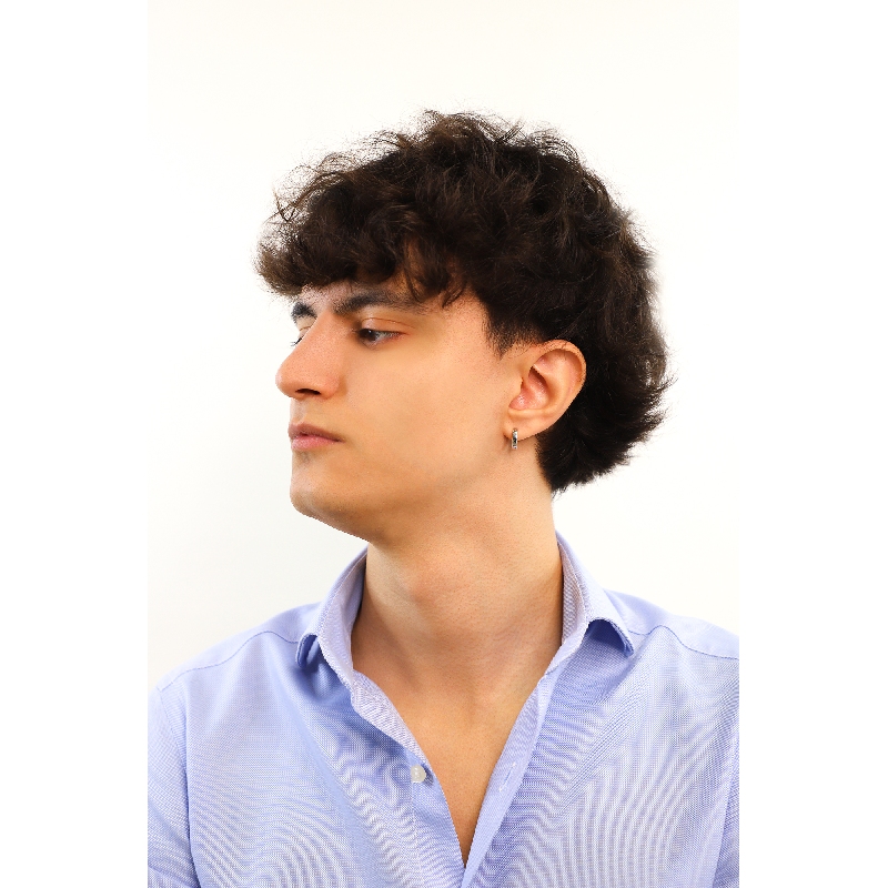 Mono boucle d'oreille pour homme en or blanc 18k 