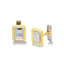 Boutons de manchette rectangulaires en or blanc et jaune 18k