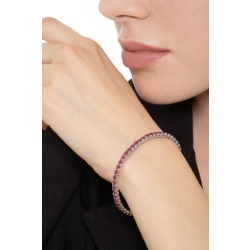 Bracelet tennis griffé en or blanc 18k serti de rubis  2
