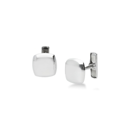 Boutons de manchette carrés en or blanc 18k avec coins arrondis