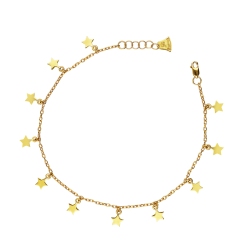 Bracelet en or jaune 18 carats avec charms en forme d'étoile