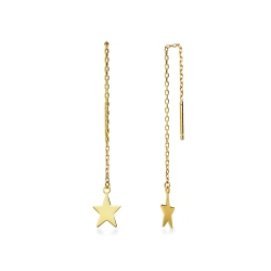 Boucles d'oreilles pendantes en or jaune 18 carats avec étoile