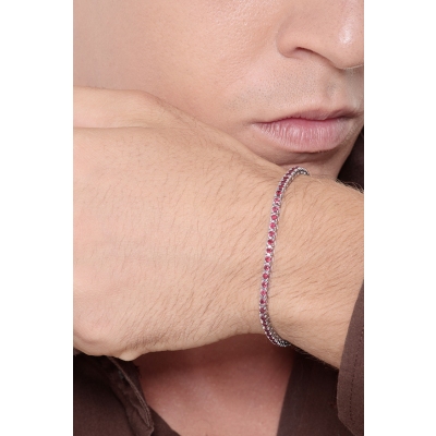 Bracelet tennis en or blanc 18k avec rubis