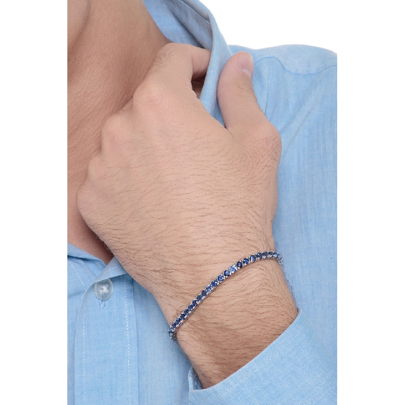 Bracelet tennis en or blanc 18k avec saphir bleu Bracelet tennis en or blanc 18k avec saphir bleu
