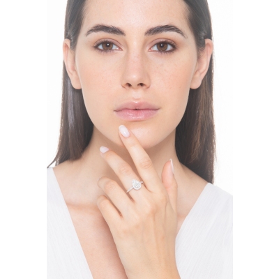 Bague avec diamant taille goutte 1,00 ct GIA en or blanc 18k