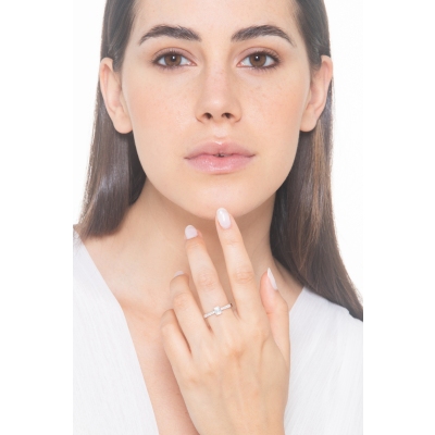 Bague taille émeraude 0,50 ct GIA or blanc 18k