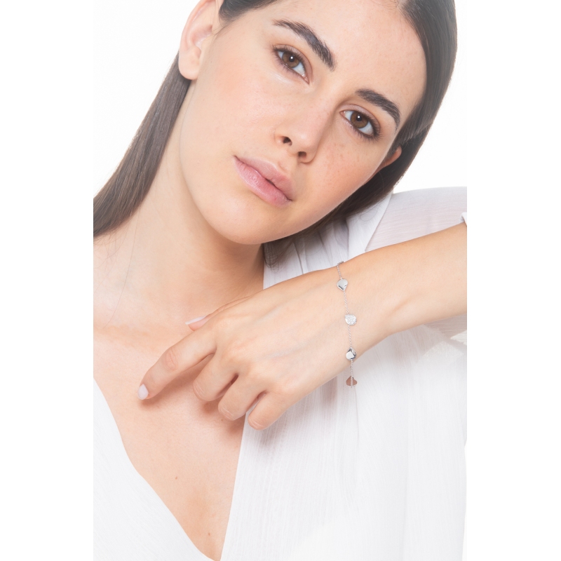 Bracelet en or blanc 18 carats avec 4 gouttes et diamants, 22 cm Bracelet en or blanc 18 carats avec 4 gouttes et diamants, 22 cm