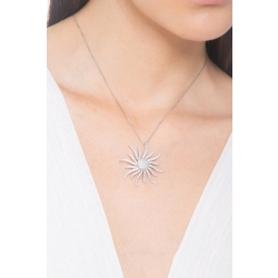 Collier en or blanc 18 ct avec pendentif en forme de soleil 2
