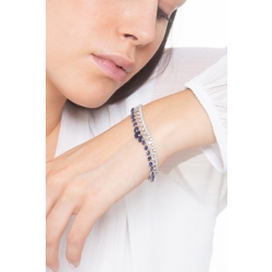 Bracelet tennis en design en or blanc 750 avec saphirs bleus et diamants 2