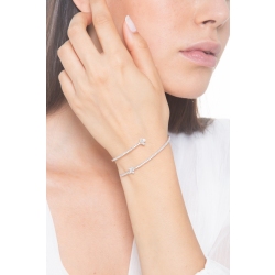 Bracelet semi rigide à ressort en or blanc 18k avec motif floral et diamants 2