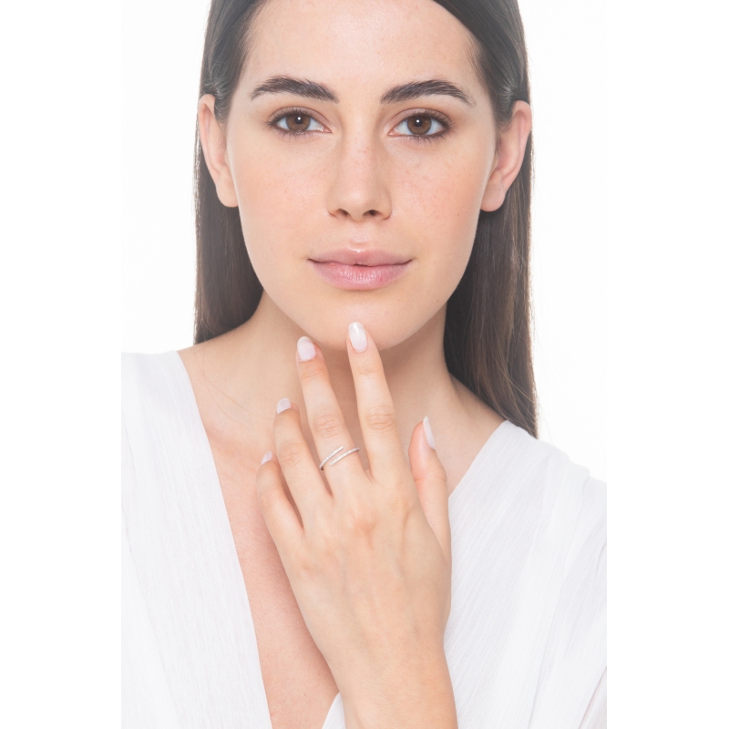 Bague Toi et Moi en or blanc 18 carats avec diamants Bague Toi et Moi en or blanc 18 carats avec diamants