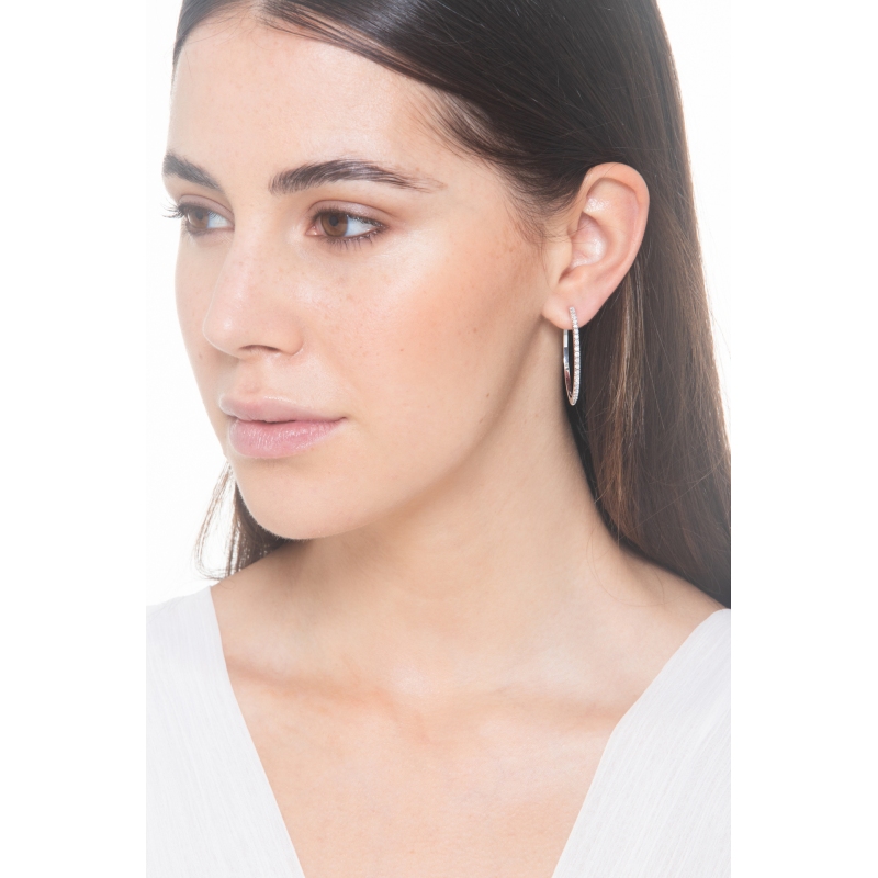 Grandes créoles diamants et or blanc 18k Grandes créoles diamants et or blanc 18k