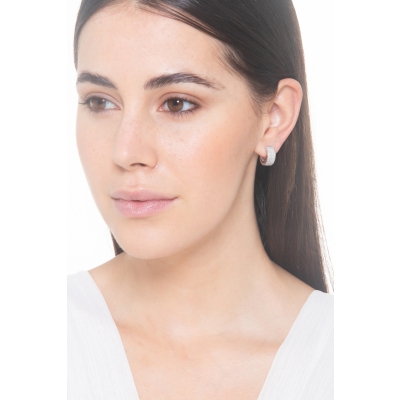 Créoles femme en or blanc avec diamants 