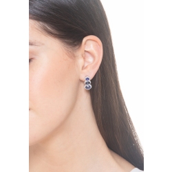 Boucles d'oreilles or blanc 18k avec saphirs ovales et diamants  2