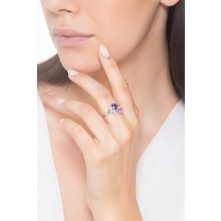 Bague en or blanc 18K avec saphirs bleus et roses 2