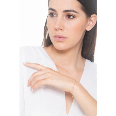 Bracelet avec navettes godronnées en or jaune 18 carats