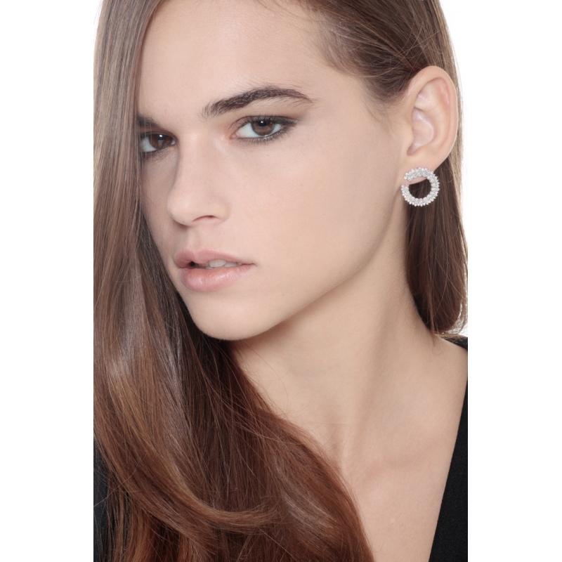 Créoles en or blanc 18k avec double rang de diamants