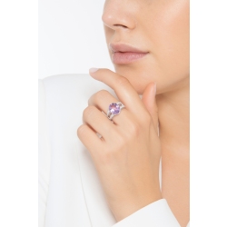 Bague bandeau en or blanc 18 carats avec améthyste et diamants 2