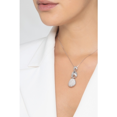 Collier en or blanc 18 ct avec ovales et diamants