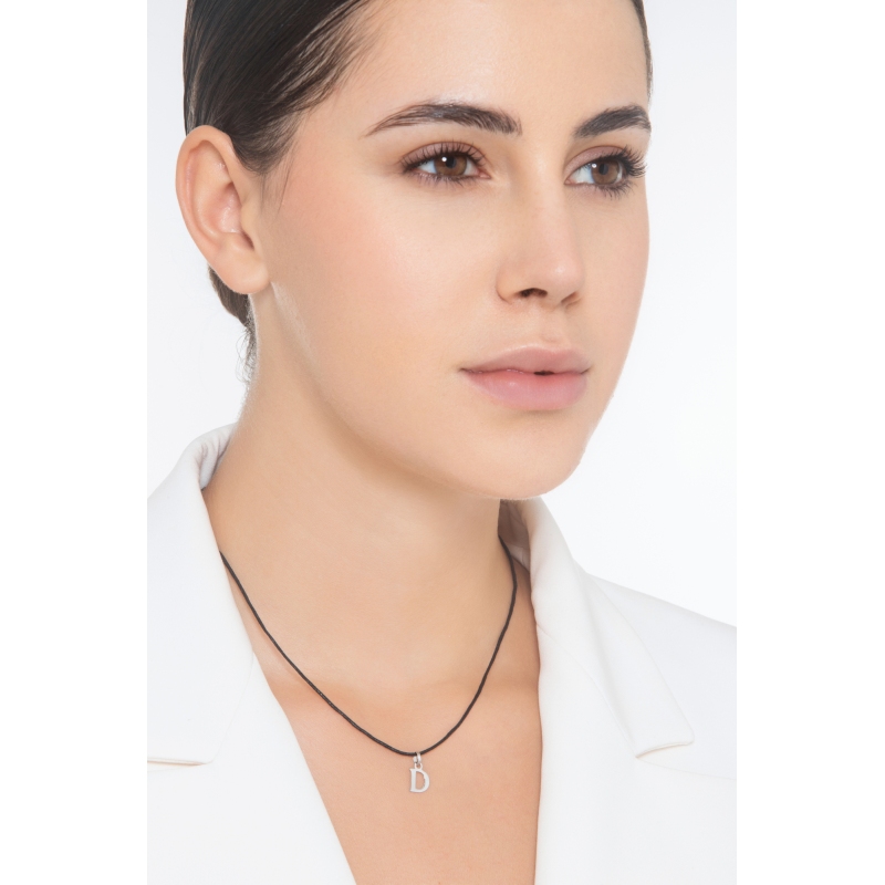 Pendentif avec lettre initiale D or blanc