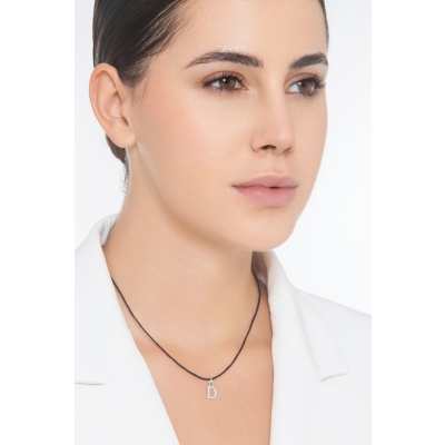 Pendentif avec lettre initiale D or blanc
