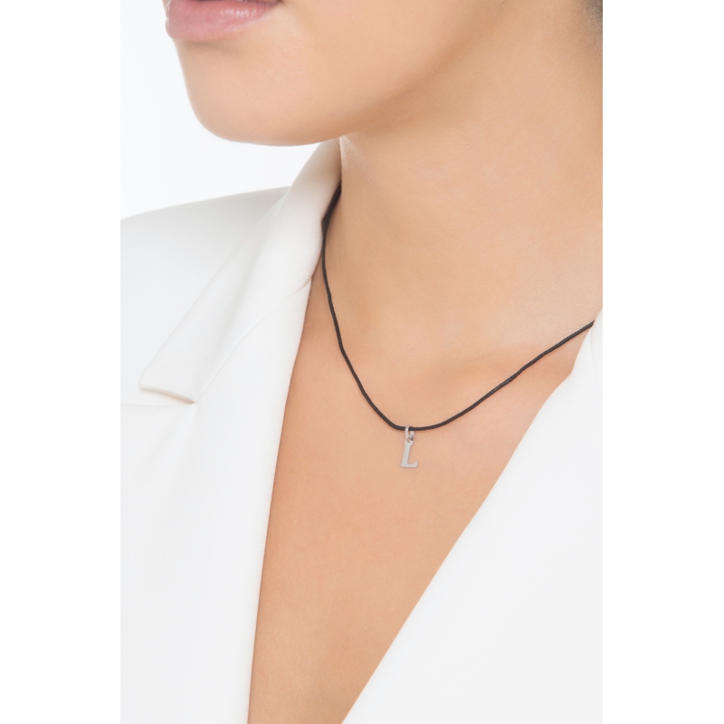 Pendentif lettre avec initiale L Or blanc 18 carats 