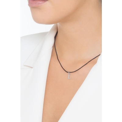 Pendentif lettre avec initiale L Or blanc 18 carats 