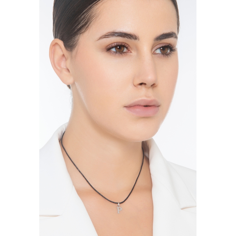 Pendentif avec initiale P Or blanc 18 carats  Pendentif avec initiale P Or blanc 18 carats