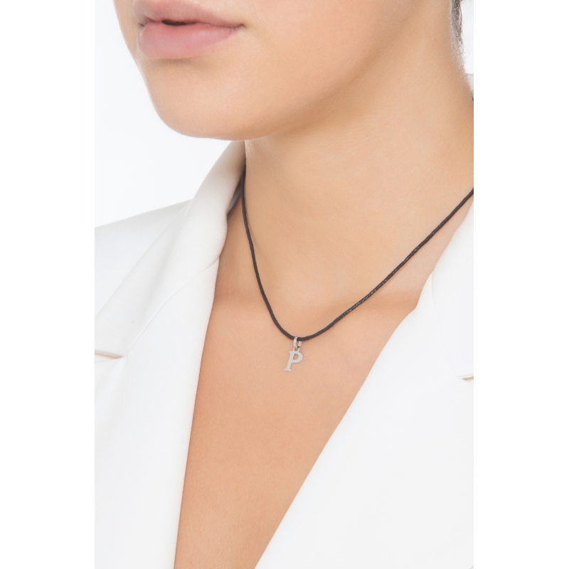 Pendentif avec initiale P Or blanc 18 carats  Pendentif avec initiale P Or blanc 18 carats