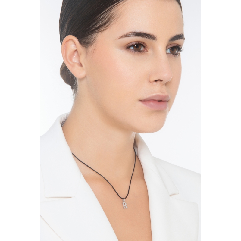 Pendentif avec initiale R Or blanc 18 carats   Pendentif avec initiale R Or blanc 18 carats
