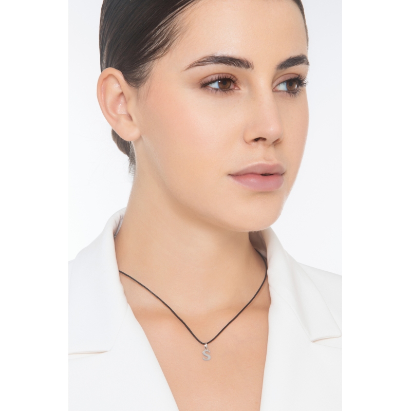 Pendentif avec initiale S Or blanc 18 carats  