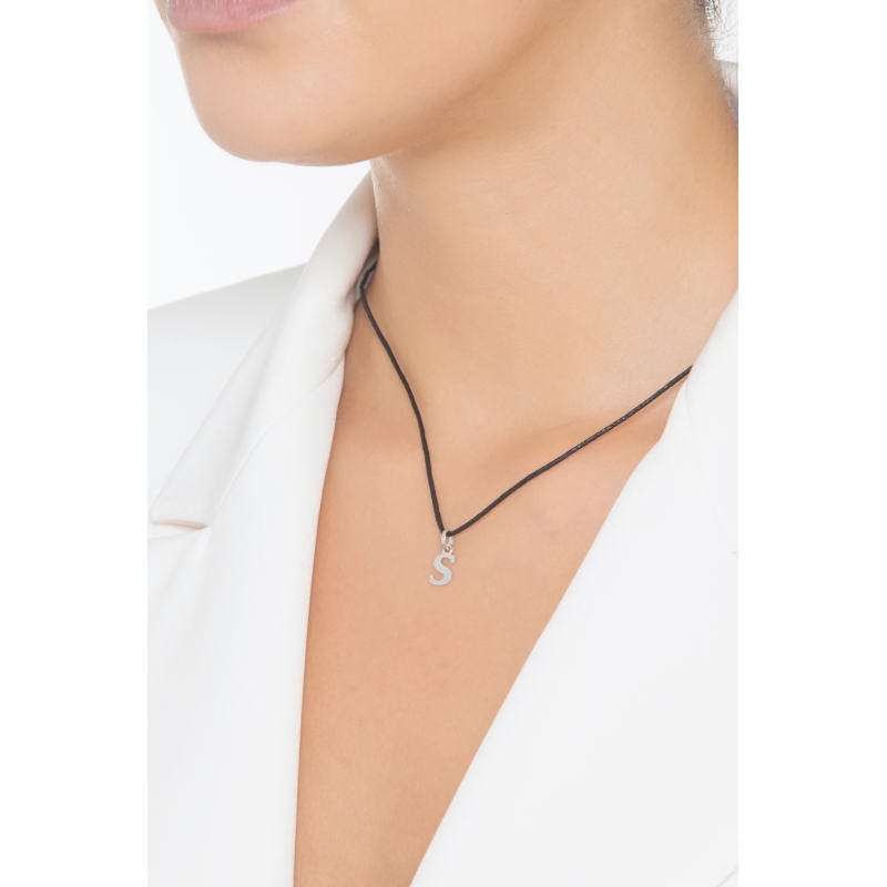 Pendentif avec initiale S Or blanc 18 carats  