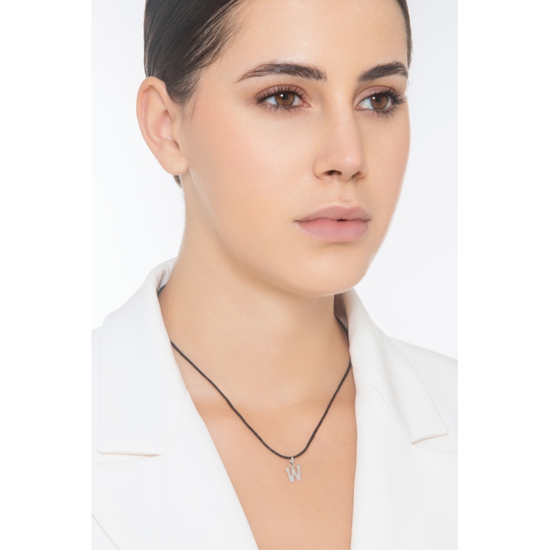 Pendentif avec initiale W Or blanc 18 carats Pendentif avec initiale W Or blanc 18 carats